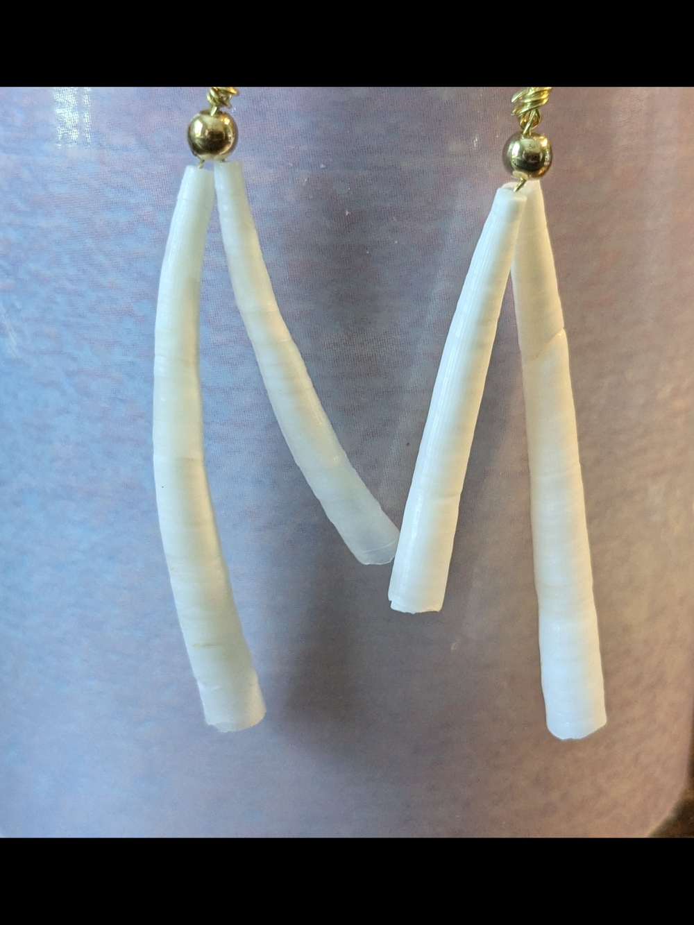 Native American White Dreamcatcher Dentalium Shell Drop Dentalium Earrings - Picture 6 of 11